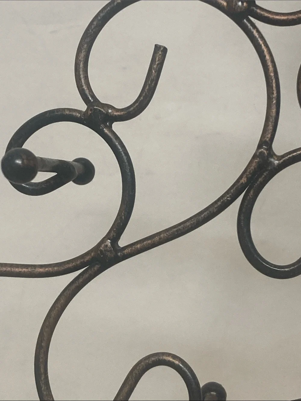 Rustic Wrought Iron Jewelry Tree Stand - Black Metal Scrollwork Display